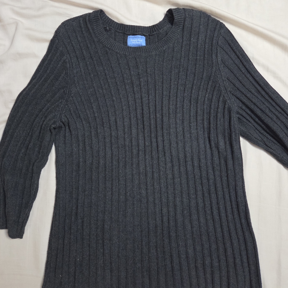 Simply Vera Vera Wang Charcoal Ribbed Sweater